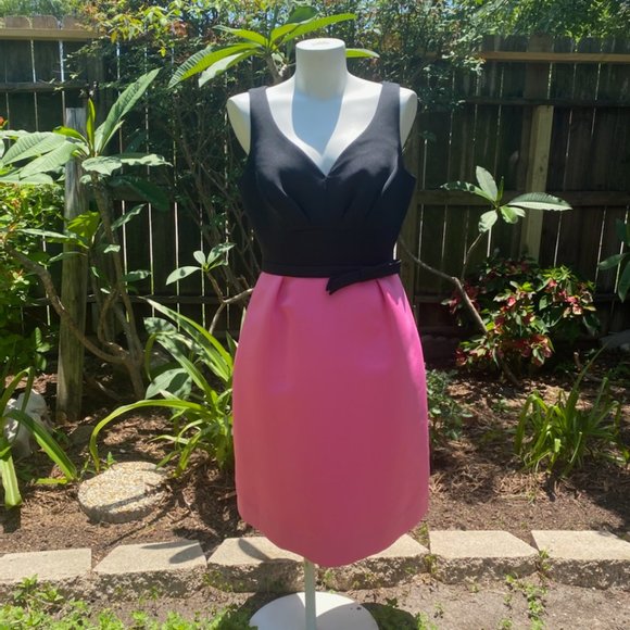 Teri John Sleeveless Black Pink Formal Midi Dress - Picture 1 of 10